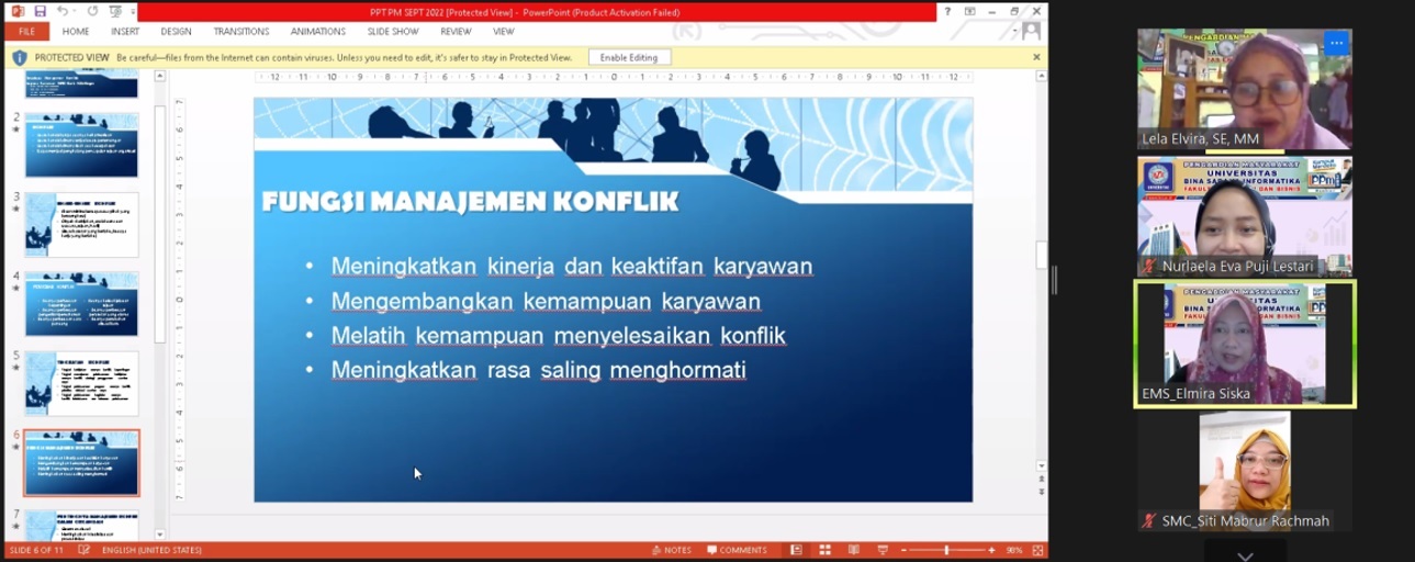 Pengabdian Masyarakat Dosen Universitas Bina Sarana Informatika – Jakarta: Sosialisasi Manajemen Konflik kepada Karyawan MNC Bank KC Bogor