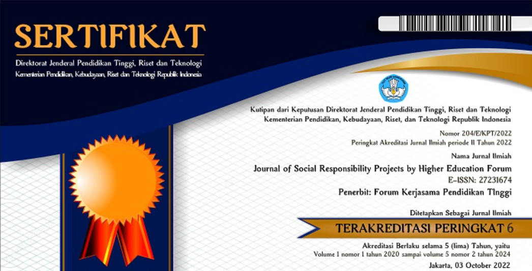 Call for Paper Journal of Social Responsibility Projects by Higher Education Forum Terakreditasi Sinta 6