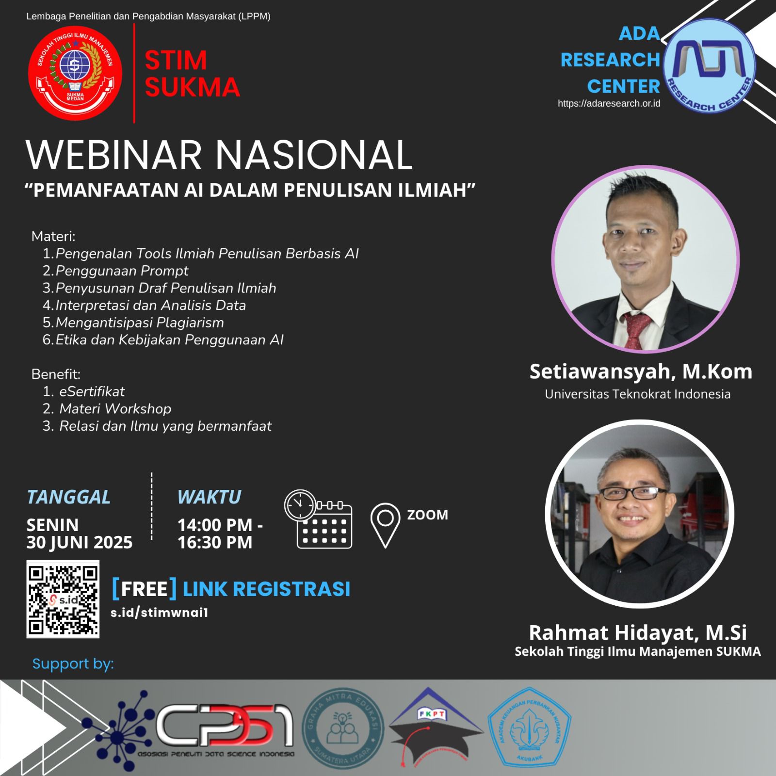 LPPM STIM Sukma Medan Langsungkan Webinar Nasional Pemanfaatan AI Dalam Penulisan Ilmiah